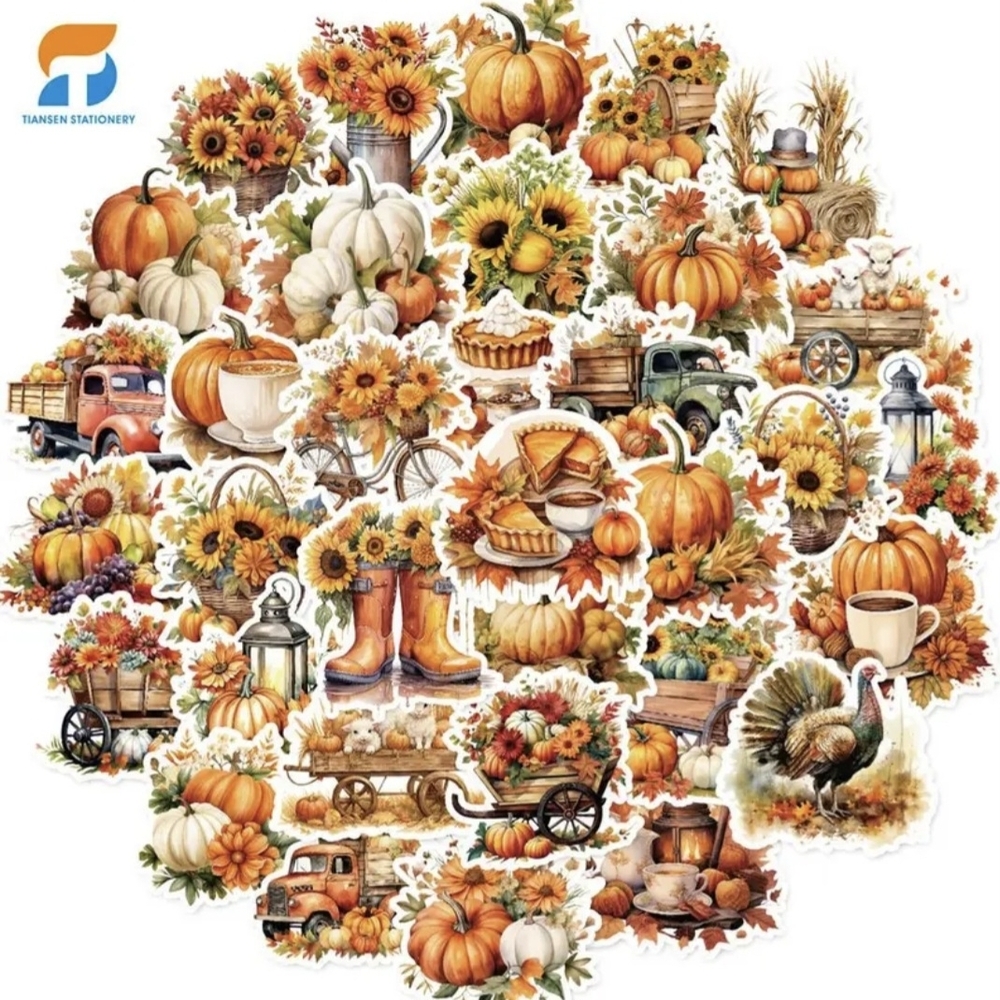 Autumn Harvest Home Design Stickers - Orange, Yellow, Brown 50 Count